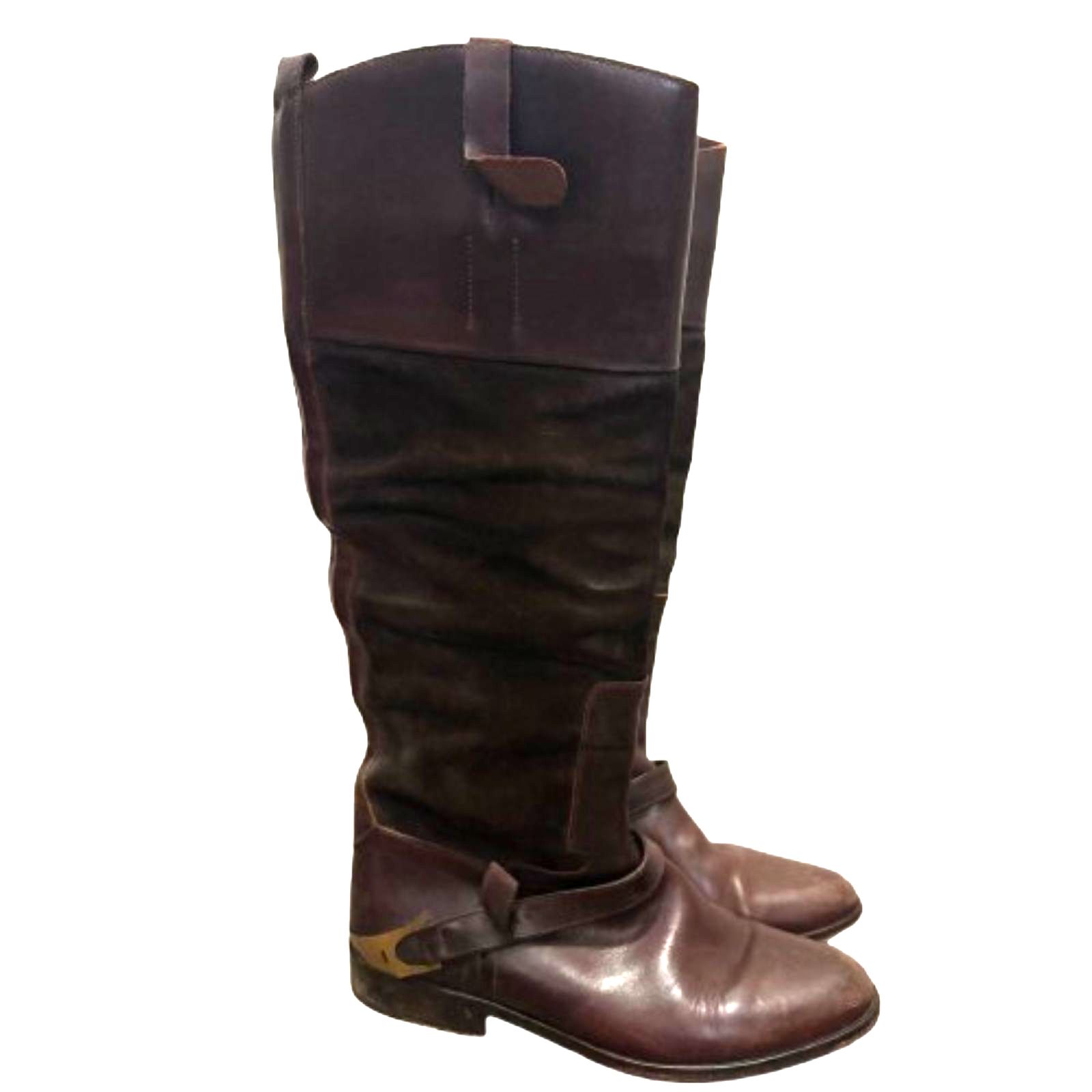 Golden Goose Charlye Riding Boots Santa Fe Suede Leather Distressed Size 36 (6)